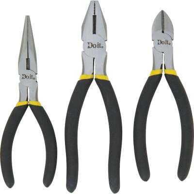 Do it 6 In. Long Nose, 6 In. Diagonal and 7 In. Linesman Plier Set (3-Piece)